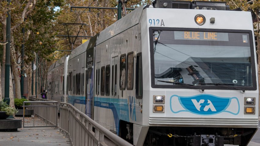 VTA light rail train.